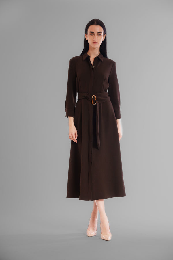 Julia Jordan LONG SLV SHIRTDRESS W/ BELT DETAIL BLACK