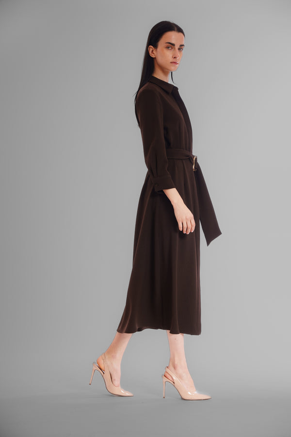 Julia Jordan LONG SLV SHIRTDRESS W/ BELT DETAIL BLACK
