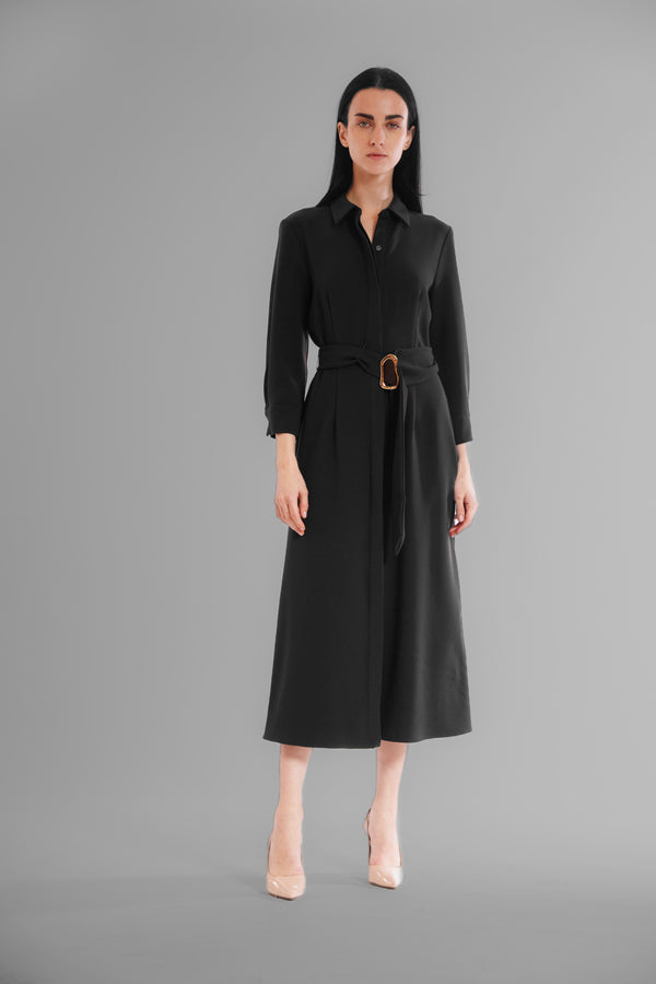 julia jordan LONG SLV SHIRTDRESS W/ BELT DETAIL BLACK