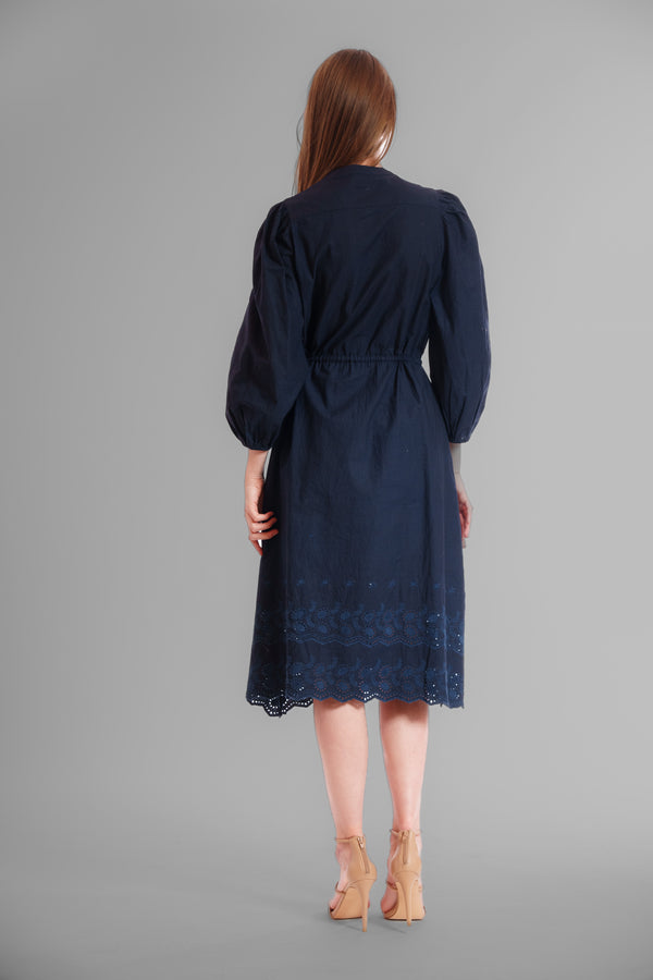 Julia Jordan MIDI LENGTH DRESS W BUTTON DOWN PLKT NAVY