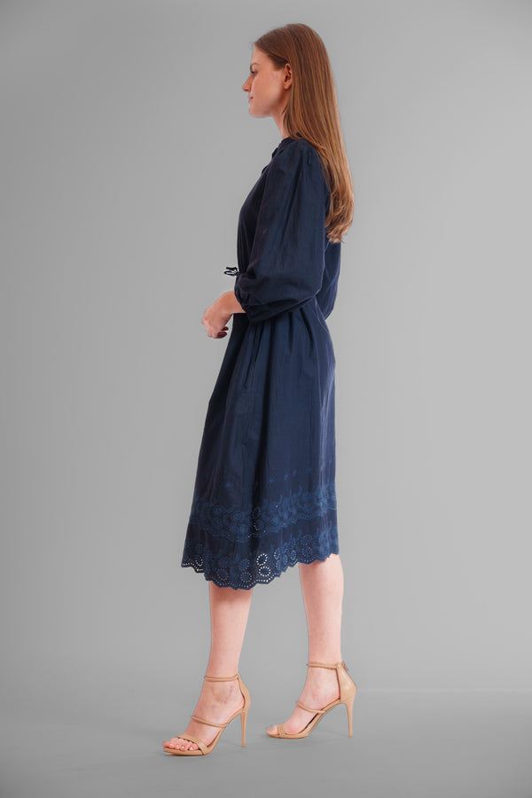 Julia Jordan MIDI LENGTH DRESS W BUTTON DOWN PLKT NAVY