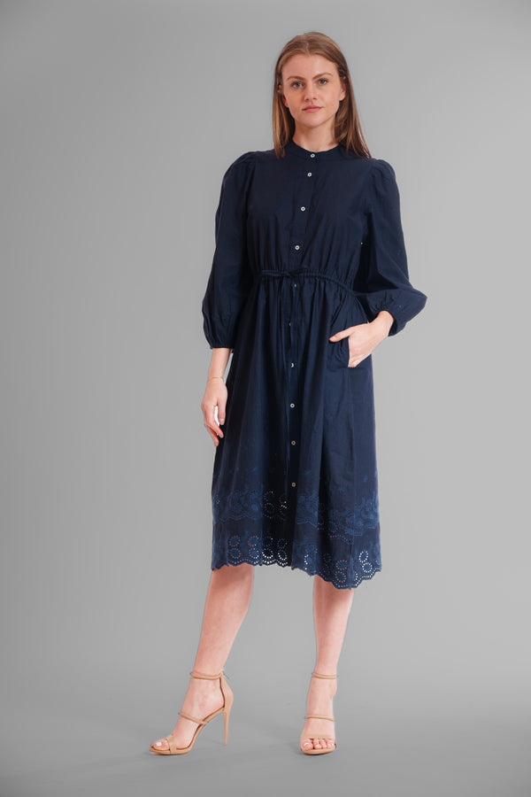 Julia Jordan MIDI LENGTH DRESS W BUTTON DOWN PLKT NAVY