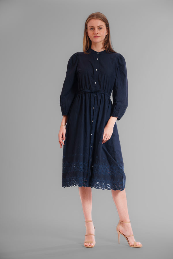julia jordan MIDI LENGTH DRESS W BUTTON DOWN PLKT NAVY