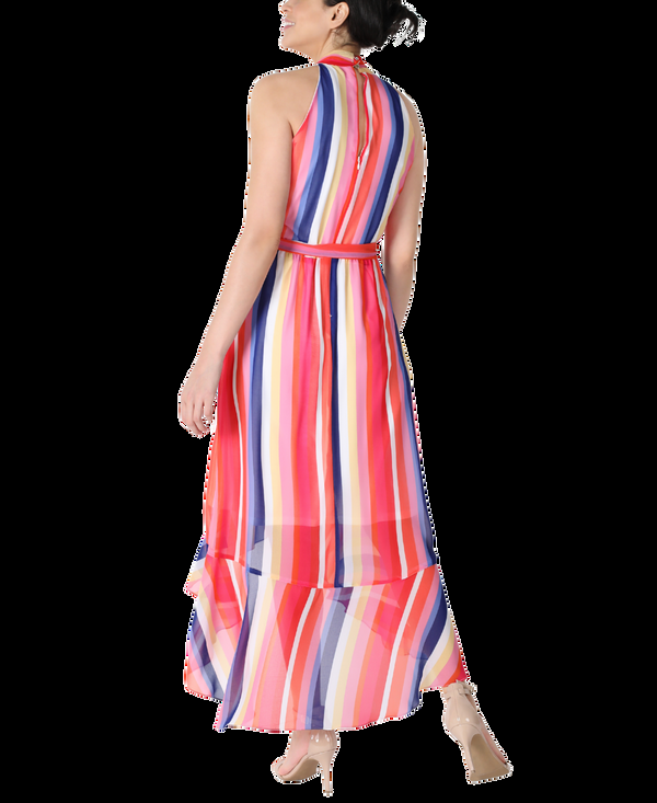 Julia Jordan Multicolored Striped Chiffon Halter Multi