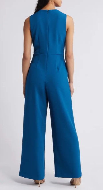 Julia Jordan PLEATED SHOULDER SLEEVELESS JUMPSUIT BLACK