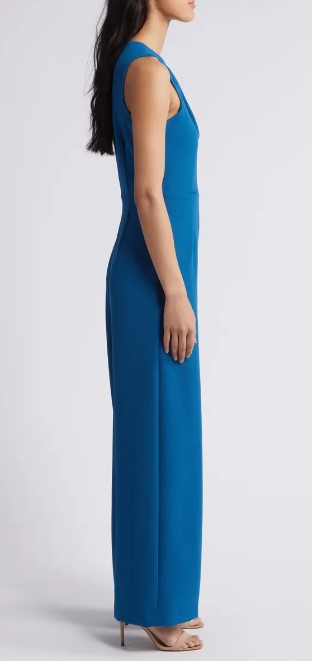 Julia Jordan PLEATED SHOULDER SLEEVELESS JUMPSUIT BLACK