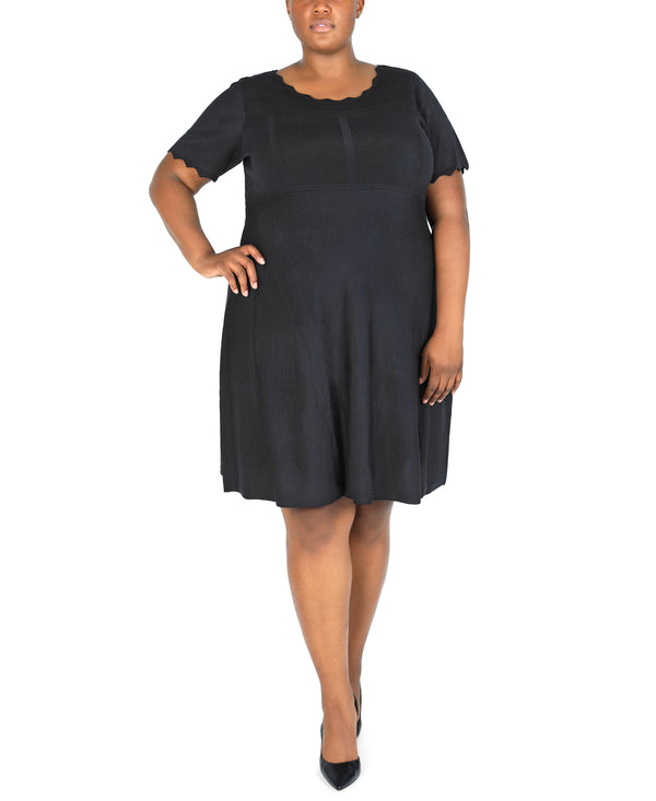 julia jordan Pointelle Knit Fit and Flare Dress Black