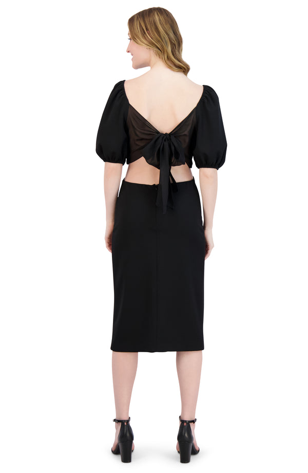 Julia Jordan PUFF SHORT SLEEVE CUT OUT SHEATH BLACK