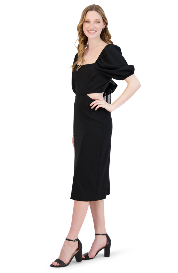 Julia Jordan PUFF SHORT SLEEVE CUT OUT SHEATH BLACK