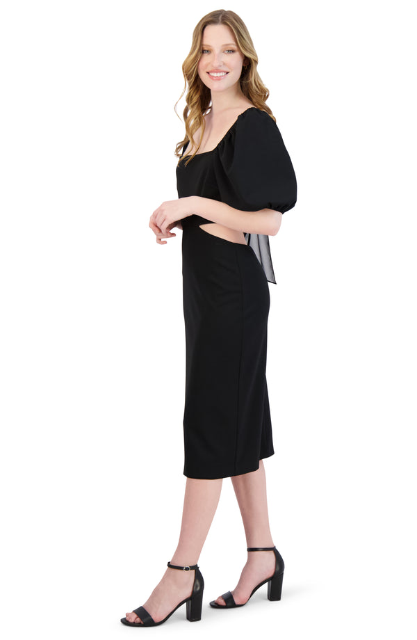 Julia Jordan PUFF SHORT SLEEVE CUT OUT SHEATH BLACK