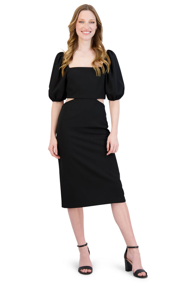 julia jordan PUFF SHORT SLEEVE CUT OUT SHEATH BLACK