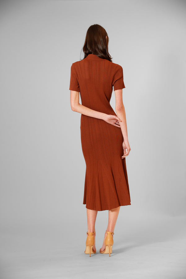 Julia Jordan RIBBED KNIT SHORT SLEEVE MAXI SWEATER DRESS CARAMEL