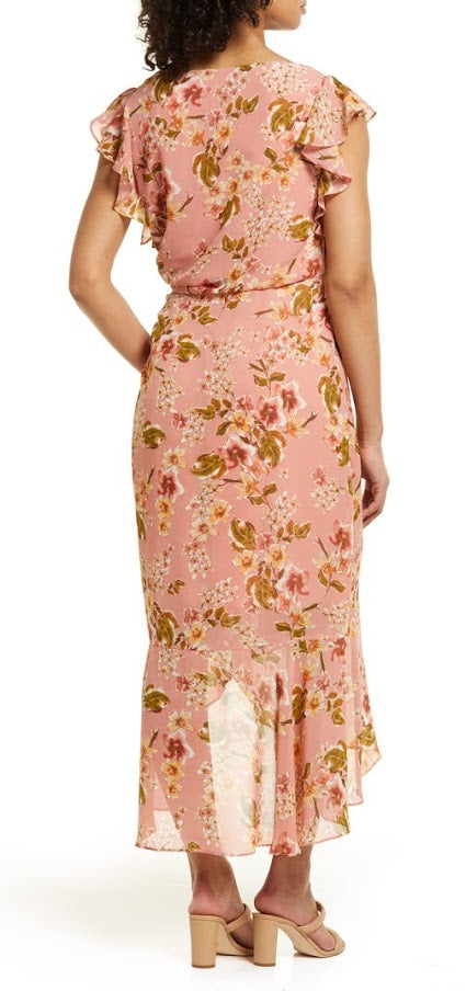 Julia Jordan Ruched Detailed Midi Dress Blush Multi