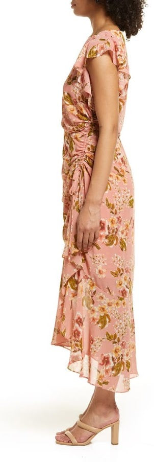Julia Jordan Ruched Detailed Midi Dress Blush Multi