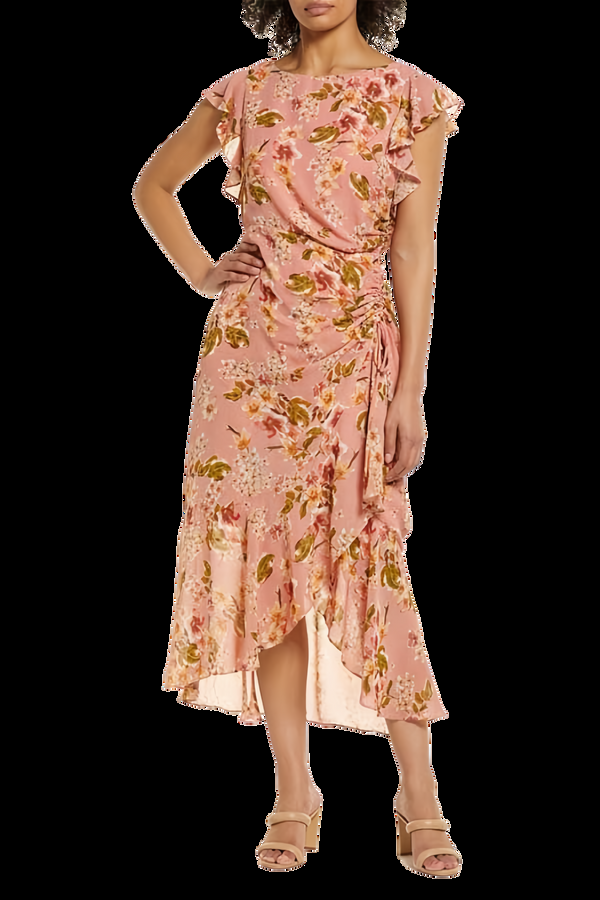 julia jordan Ruched Detailed Midi Dress Blush Multi