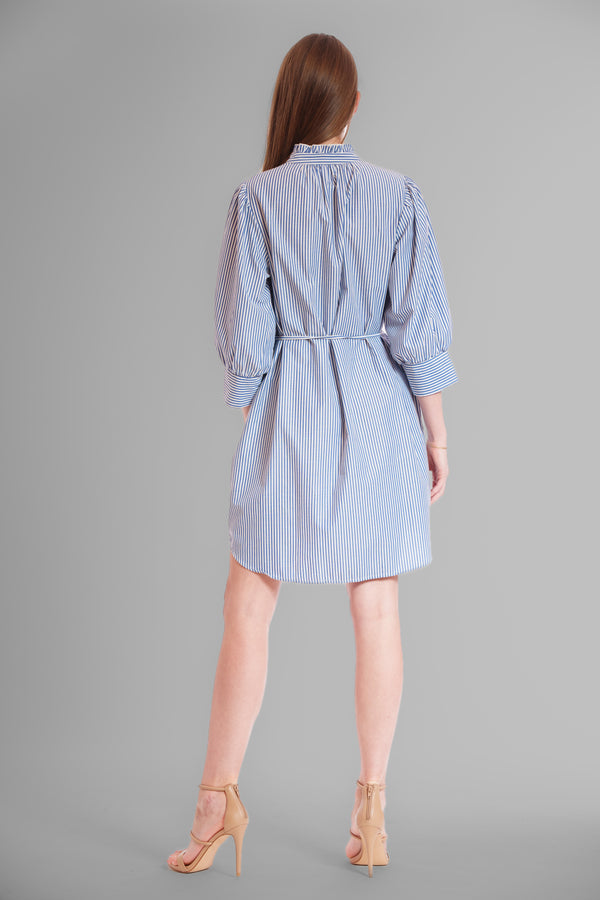 Julia Jordan SHORT DRESS W TIE WAIST & EMB. DETAILING NAVY/IVORY