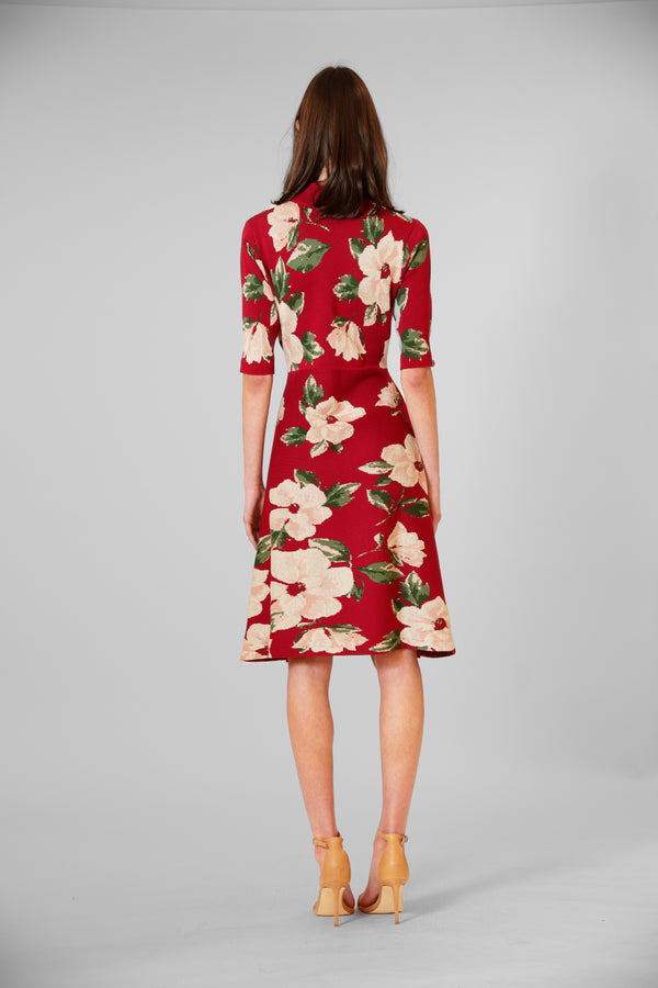 Julia Jordan SHORT KNIT DRESS WITH ELBOW LENGTH SLEEVES WINE MULTI