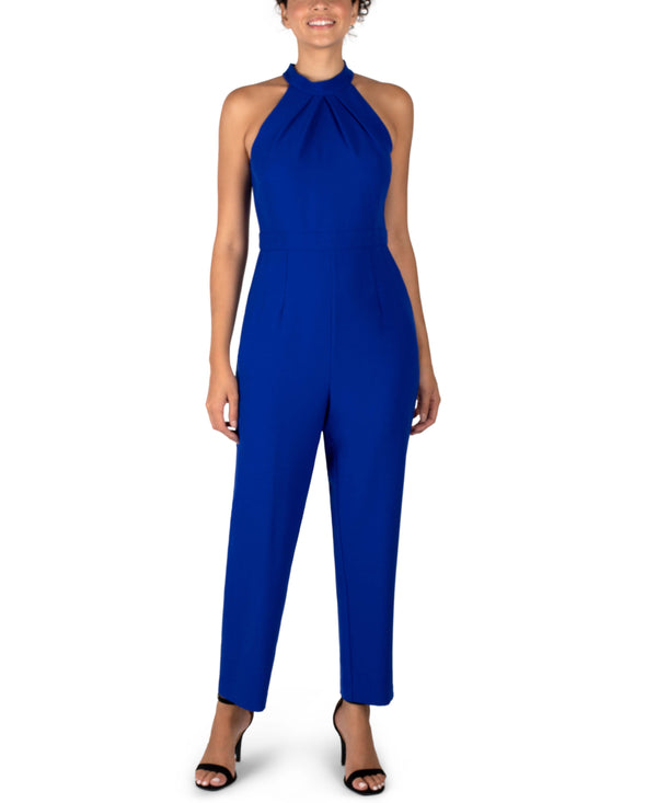 Julia Jordan SLEEVELESS MOCK NECK HALTER JUMPSUIT COBALT 2