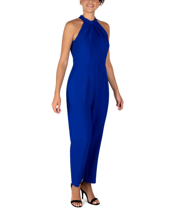 julia jordan SLEEVELESS MOCK NECK HALTER JUMPSUIT COBALT 2