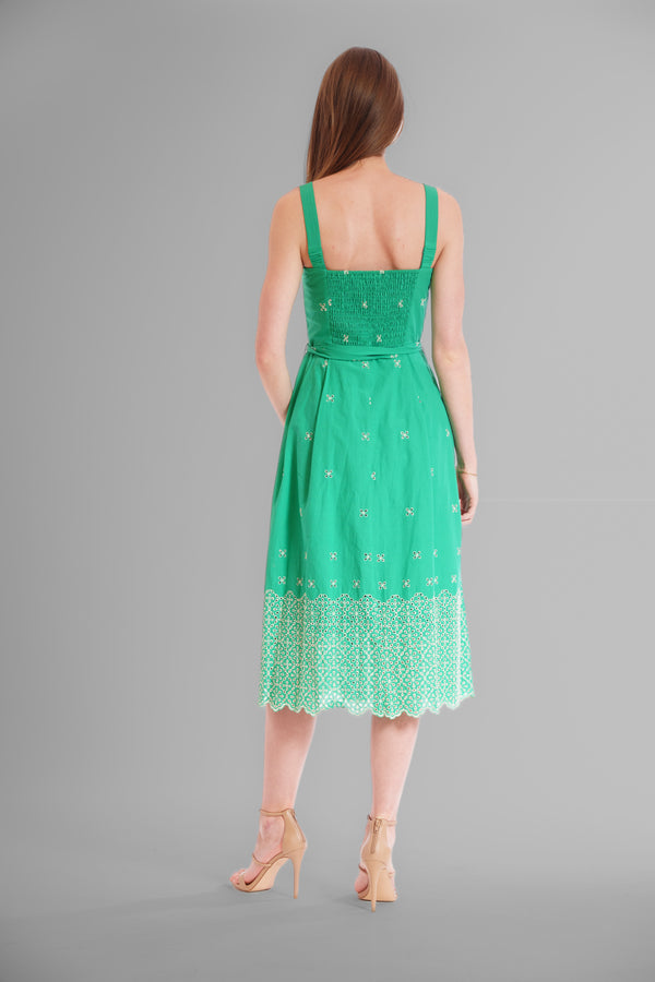 Julia Jordan SLVLESS SWEETHEART NECK BUTTON UP MIDI DRESS GREEN