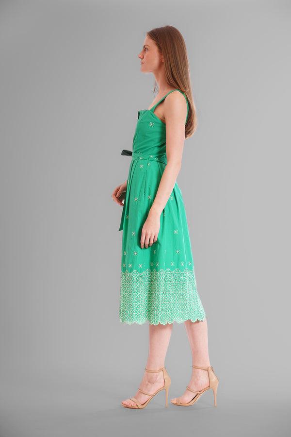 Julia Jordan SLVLESS SWEETHEART NECK BUTTON UP MIDI DRESS GREEN
