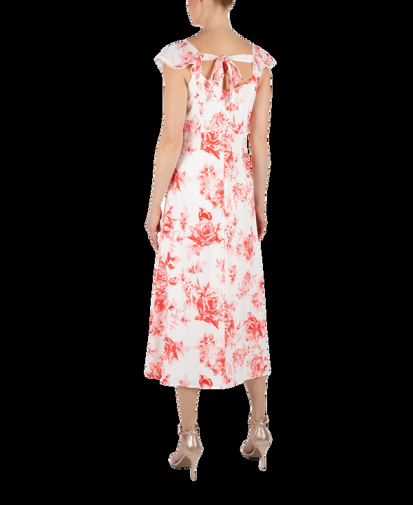 Julia Jordan Square Neck Printed Crepe Midi Ivory Multi