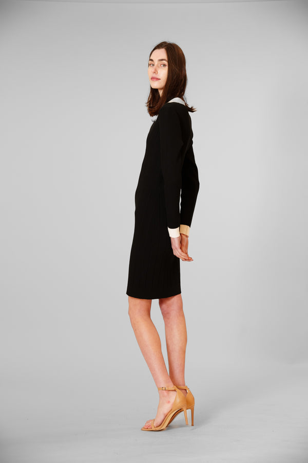 Julia Jordan SWEATER DRESS W/ LONG SLVS W/ NOVELTY BUTTONS BLACK WHITE