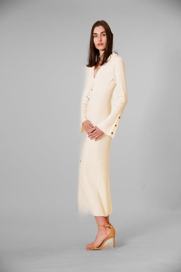 Julia Jordan SWEATER LONG SLEEVE COLLARED MIDI LENGTH CREAM