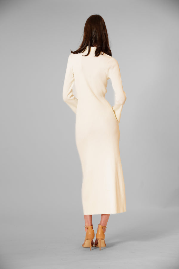 Julia Jordan SWEATER LONG SLEEVE COLLARED MIDI LENGTH CREAM