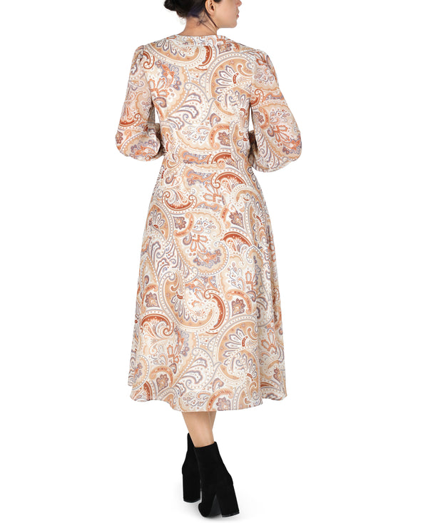 Julia Jordan Tie Front Button Down Dress Ivory Multi