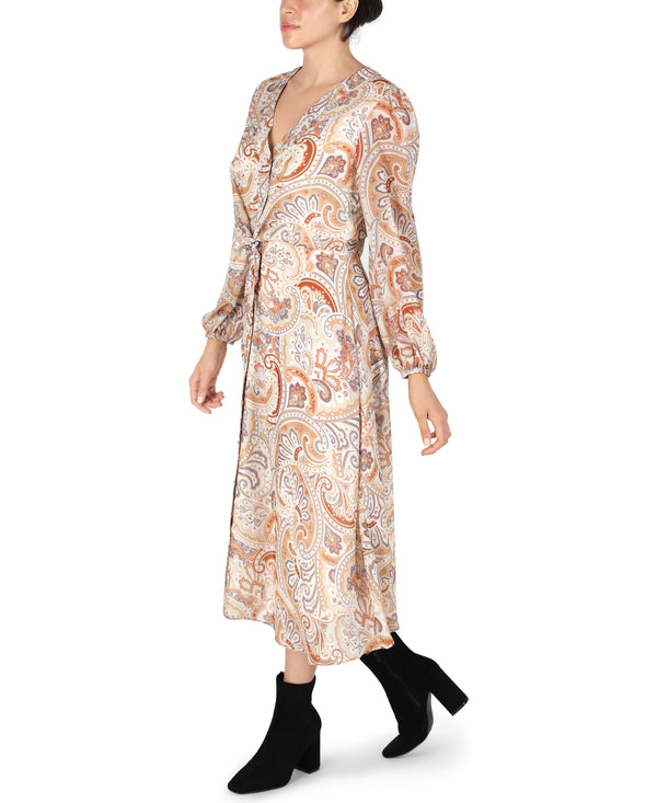 Julia Jordan Tie Front Button Down Dress Ivory Multi