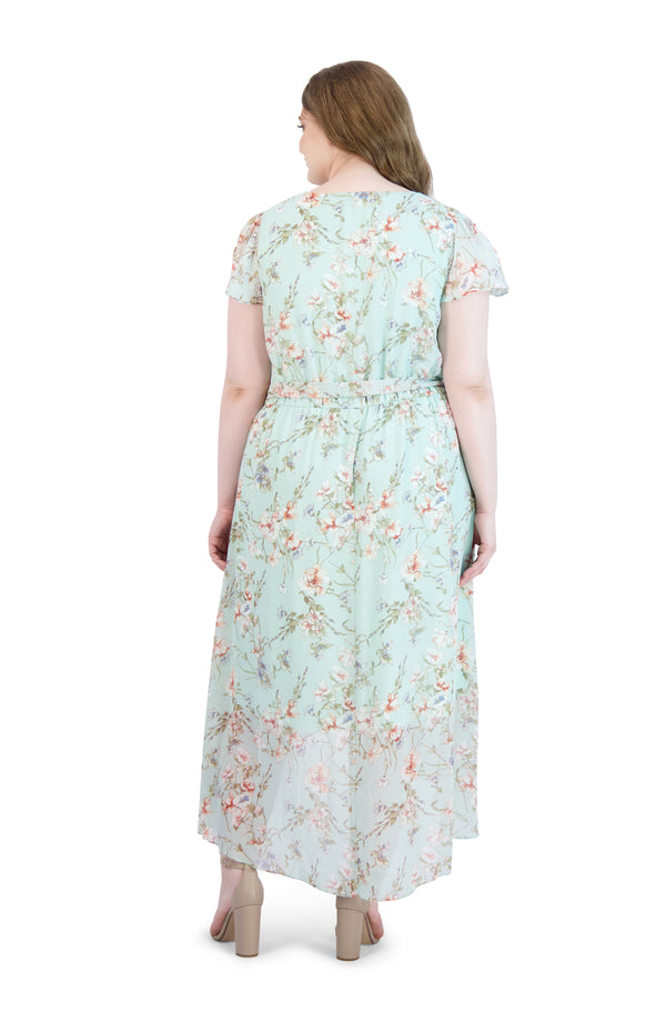 Julia Jordan Wrap Front Asymmetrical Dress Mint Multi