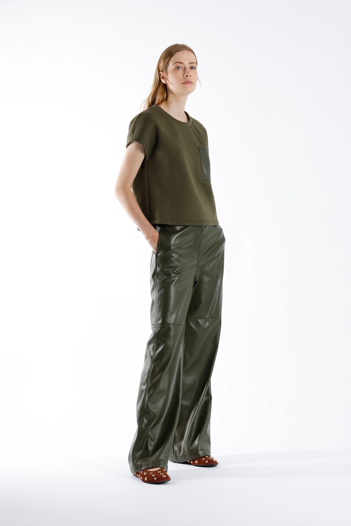 Julia June Trousers Liso Kaki