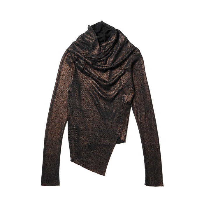 julius 917KNM2-C Dark Brown / Cowl Neck Knit Top