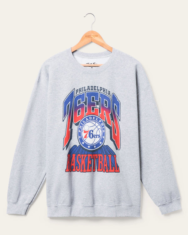 junk food clothing 76ers Backcourt Crew Fleece Heather Gray
