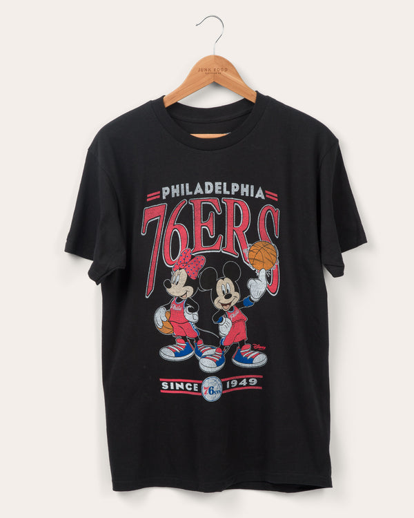 junk food clothing 76ers Mickey Minnie Duo Tee Black