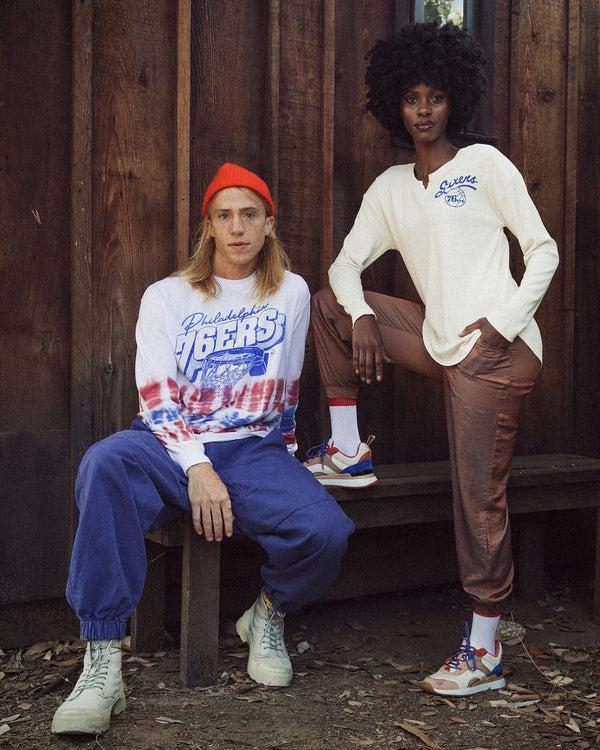 Junk Food Clothing 76ers Tie Dye Long Sleeve Tie Dye