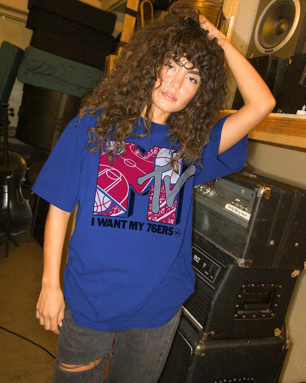 Junk Food Clothing 76ers X MTV I Want My Fan Tee Royal