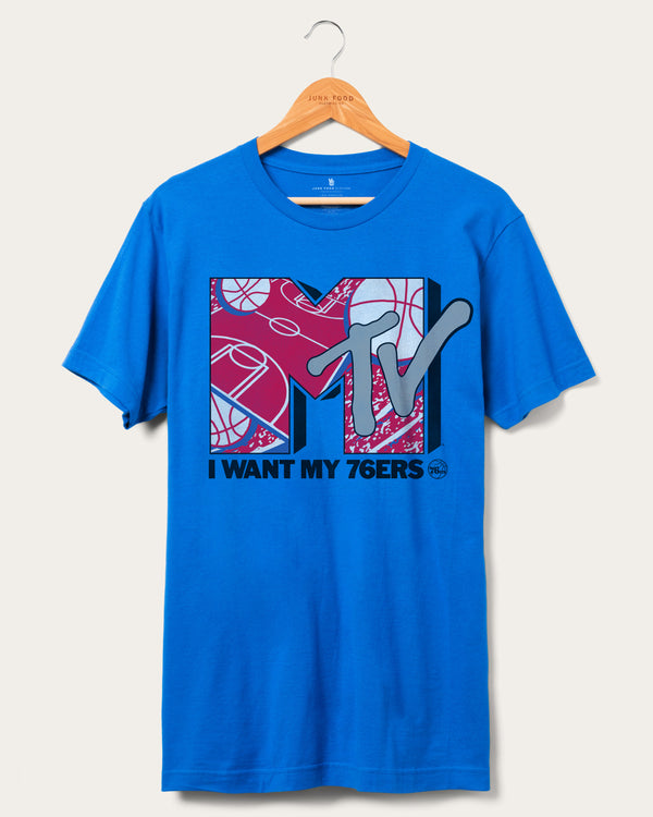 junk food clothing 76ers x MTV I Want My Fan Tee Royal