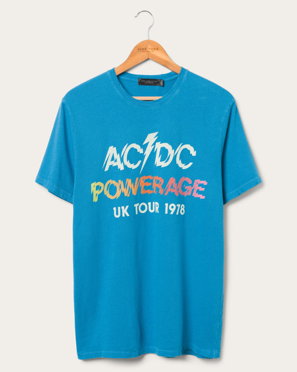 junk food clothing AC/DC Powerage Vintage Tee Blue Aster