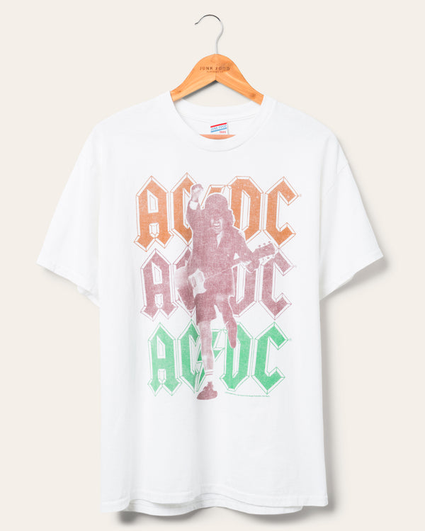 junk food clothing AC/DC Triple Color Logo Flea Market Tee White