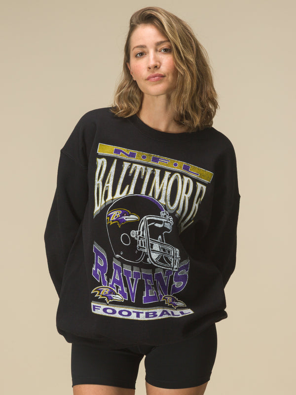 Junk Food Clothing Baltimore Ravens Helmet Flea Market Crew Fleece Black