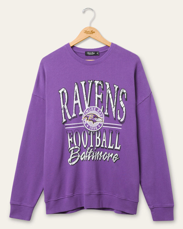 junk food clothing Baltimore Ravens Lateral Crew Fleece Purple