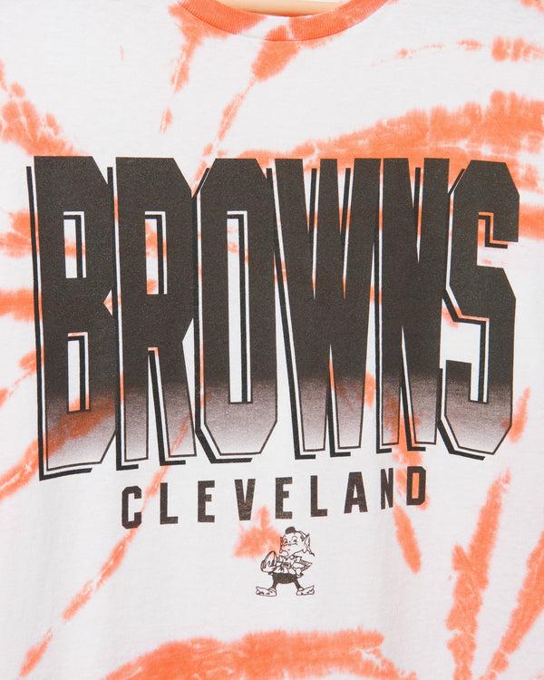 Junk Food Clothing Browns Game Time Tie Dye Long Sleeve ORANGE TIE-DYE