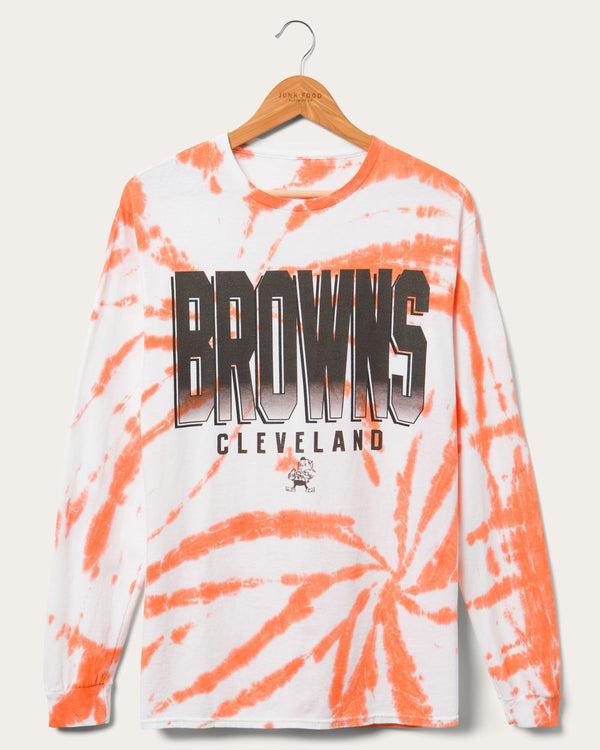 junk food clothing Browns Game Time Tie Dye Long Sleeve ORANGE TIE-DYE