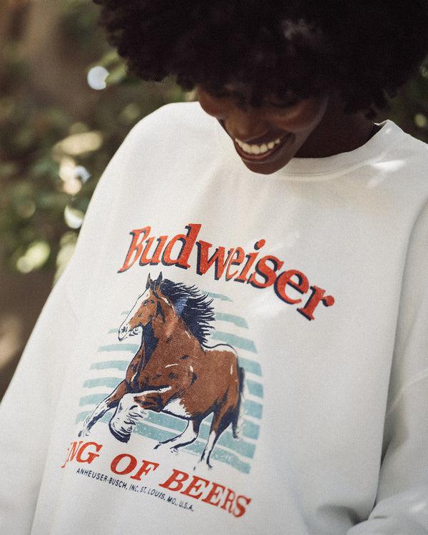Junk Food Clothing Budweiser Clydesdale Flea Market Crew White