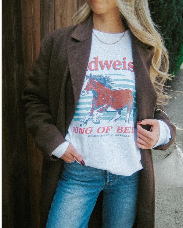 Junk Food Clothing Budweiser Clydesdale Flea Market Crew White