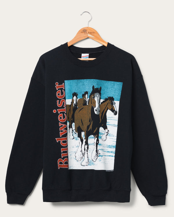 junk food clothing Budweiser Clydesdale Flea Market Fleece Black