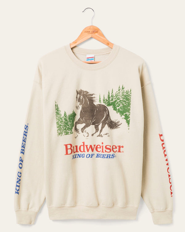 junk food clothing Budweiser Clydesdale King Of Beers Flea Market Fleece Sand