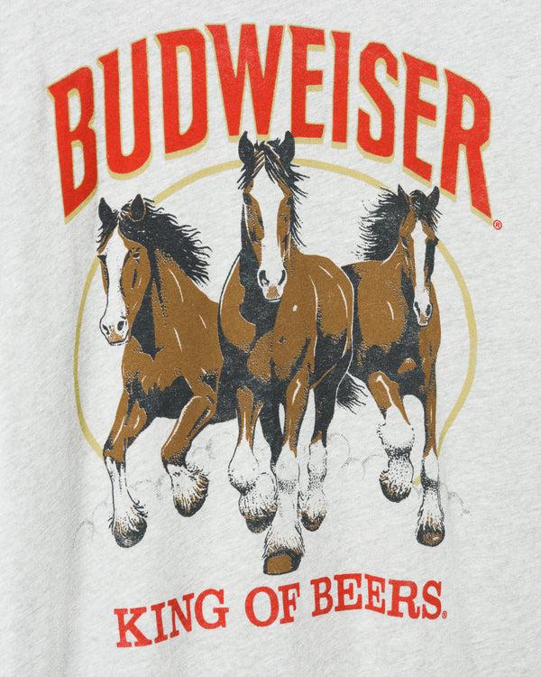 Junk Food Clothing Budweiser Clydesdale Trio Vintage Tee Heather Grey